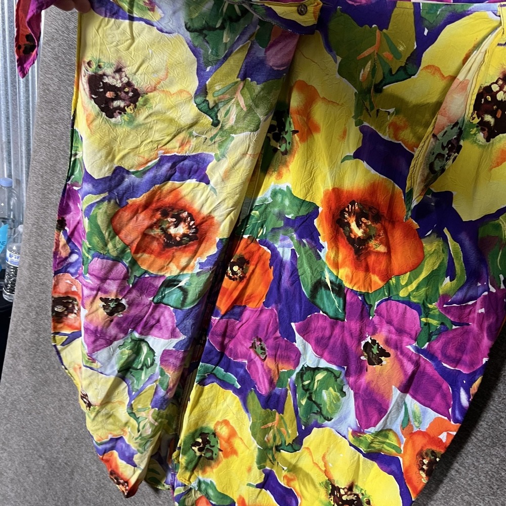 Jams‎ World Skirt Womens Small Multicolor Poppy Floral Wrap Rayon Hawaii USA - Picture 2 of 9